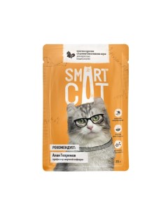 Влажный корм для кошек курица шпинат 25шт по 85г Smart cat