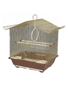 Клетка для птиц 2101 30 х 23 х 39 см золотая решетка коричневый поддон Триол