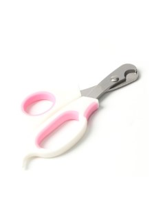 Ножницы когтерезы средние с упором для пальца белые с розовым Пижон