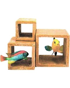 Декорация для аквариума Каменный куб пластик 17х12 5х13 см 3 шт Penn plax