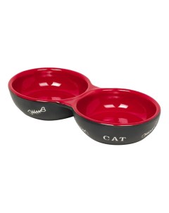 Двойная миска для кошек керамика красный черный 2 шт по 0 26 л Nobby