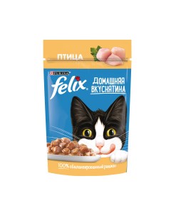 Влажный корм для кошек Домашняя Вкуснятина птица в соусе 26шт по 75г Felix