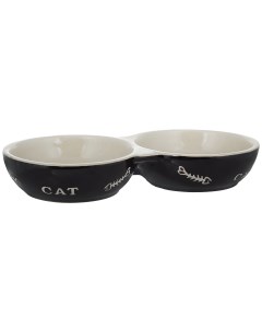 Миска для кошек Cat двойная керамическая черная 2шт по 200мл Nobby