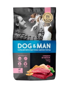 Сухой корм для собак для мелких пород говядина ягненок 1 9кг Dog&man