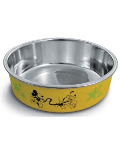 Одинарная миска для кошек и собак Mickey Pluto металл желтый 0 75 л Триол