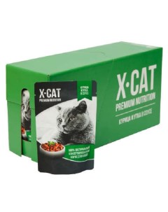 Влажный корм для кошек Premium Nutrition с курицей и уткой в соусе 24шт по 85г X-cat