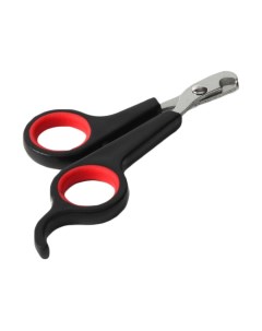 Ножницы когтерезы с упором для пальца отверстие 6 мм чёрные с красным Пижон
