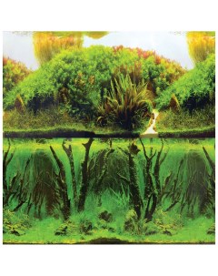 Фон для аквариума Зеленые холмы Подводный лес ламинированная бумага 1500x50 см Laguna