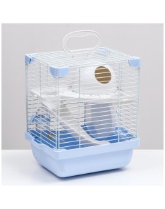 Клетка для грызунов укомплектованная 23 х 19 х 28 см голубая Пижон