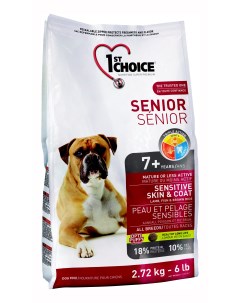 Сухой корм для собак Senior Sensitive Skin Coat для пожилых ягненок 2 72кг 1st choice