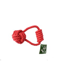 Игрушка для собак Грейфер веревочный Петля с ручкой и узлом 15 см красный N1