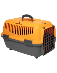 Контейнер для кошек и собак 32x48x32см оранжевый серый Триол