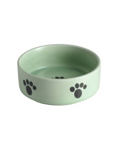 Миска для собак Лапки керамическая матовая зеленая 200 мл Пижон