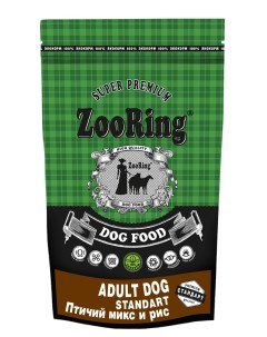 Сухой корм для собак ADULT DOG STANDART птичий микс и рис 2 кг Zooring