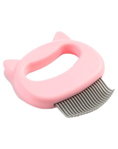 Расческа для шерсти загнутые пластиковые зубцы 21 зубчик розовая 10х9 см Пижон