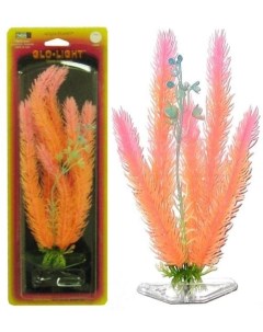 Растение CLUB MOSS 27см оранжево розовое светящееся P8LGL Penn plax