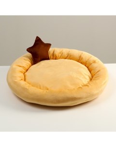 Лежанка для животных мягкая круглая игрушка звезда 58 х 11 см персиковая Пижон