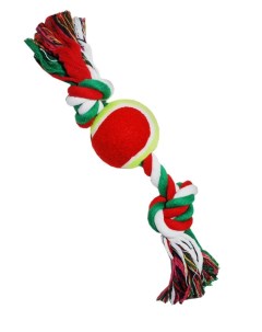 Игрушка для собак Грейфер Веревка с двумя узлами и теннисным мячом 28 см N1
