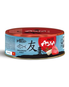 Консервы для кошек Asia тунец с рыбойгрупер в желе 24шт по 85г Prime