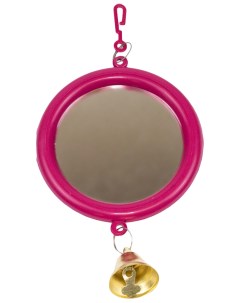 Игрушка для птиц Зеркало малое круглое с колокольчиком рубиновое Дарэлл