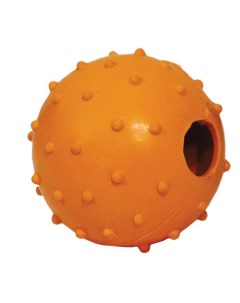 Апорт для собак Мяч с колокольчиком из резины оранжевый 6 см Триол