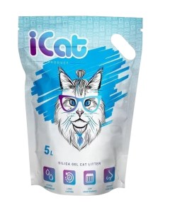 Впитывающий наполнитель для кошек силикагелевый 2 1 кг 5 л Icat