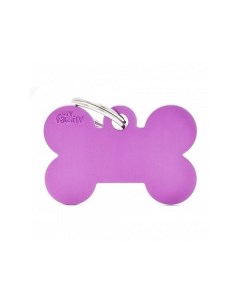 Адресник Basic алюминиевый в форме косточки для собак 2 5 см Фиолетовый My family