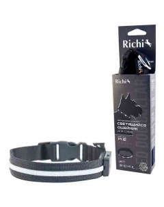 Ошейник для собак со светящейся лентой черный длина 37 40 см Richi