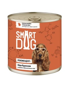 Влажный корм для собак и щенков с индейкой кусочки в соусе 6 шт по 850 г Smart dog