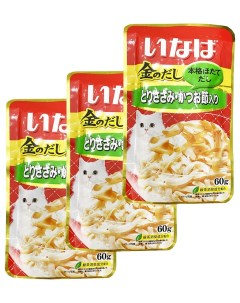 Влажный корм для кошек куриное филе с кацуобуси тунец бонито 3 шт по 60 г Inaba
