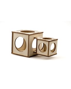 Домик для грызунов деревянный Кубик двойной 9х9х16 см Вака