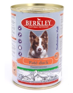 Влажный корм 3 для собак паштет из утки 24шт по 400 гр Berkley