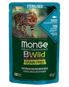 Влажный корм для кошек Bwild тунец креветки овощи 85г Monge