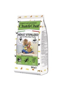 Сухой корм для стерилизованных кошек с белым мясом птицы 900 г Chat&chat