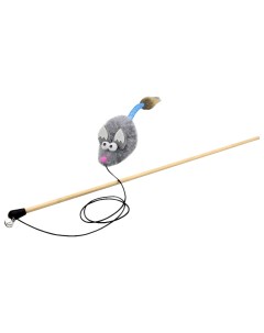 Игрушка для кошек лисенок с ушами с хвостом трубочка с кисточкой серый Gosi