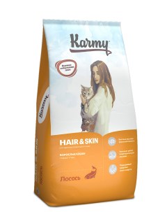 Сухой корм для кошек Hair skin для кожи и шерсти лосось 10кг Karmy