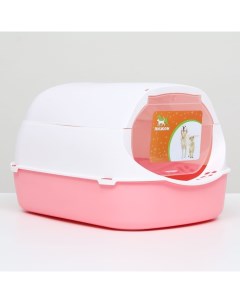 Туалет домик для кошек 43 x 32 x 28 см бело розовый Пижон