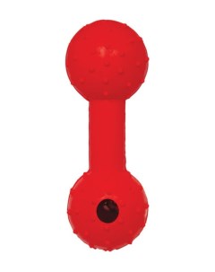 Жевательная игрушка для собак Гантель с колокольчиком из резины красная 11 5 см Триол