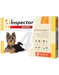 Противопаразитарные капли для собак Inspector Quadro С масса 1 4 кг Neoterica