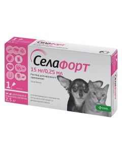 Капли антипаразитарные для кошек Селафорт масса до 2 5 кг 15 мг 0 25 мл Крка
