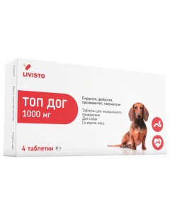 Антигельминтик для собак Топ Дог 1000мг на 10кг упаковка 4 таб Livisto