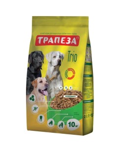 Сухой корм для собак Трио все породы говядина индейка кролик 10кг Трапеза