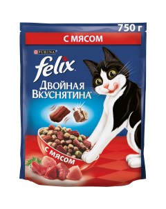 Сухой корм для кошек Двойная Вкуснятина с мясом 750 г Felix