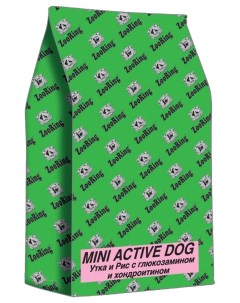 Сухой корм для собак Mini ActiveDog с глюкозамином и хондроитином утка рис 20 кг Zooring