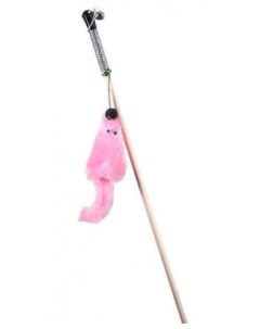 Игрушка для кошек Махалка Мышка L розовая с хвостом из норки Gosi