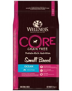 Сухой корм для собак Small Breed Ocean для мелких пород лосось 1 5кг Wellness core