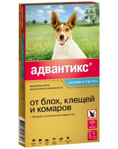 Капли для собак от блох клещей и комаров Bayer Адвантикс массой 4 10 кг 1 мл Elanco