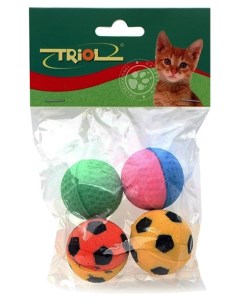 Мяч для кошек вспененный полимер разноцветный 4 см 4 шт Триол