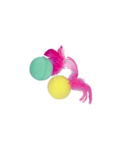 Мячик для кошек гольф с пером 4 см 4 шт в ассортименте Котенок