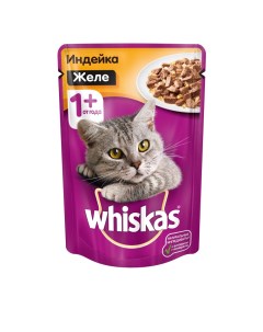 Влажный корм для кошек желе с индейкой 85г Whiskas